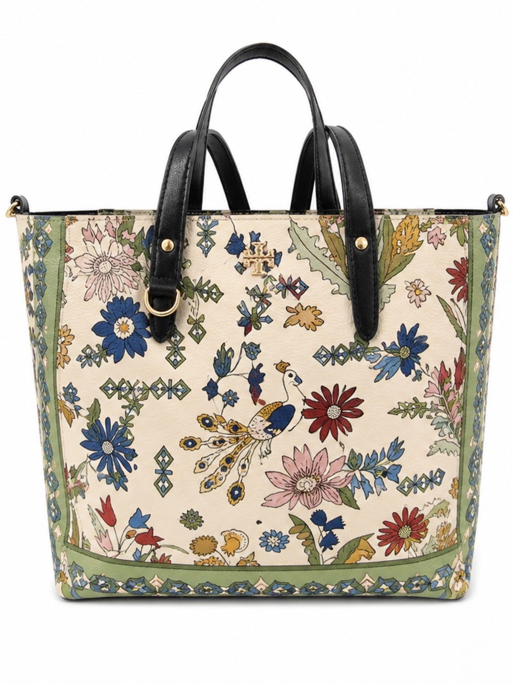 Tory Burch Kerrington Floral Peacock Canvas Tote